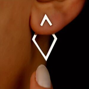 Sterling Silver Geometric Chevron Reversible Earring Studs